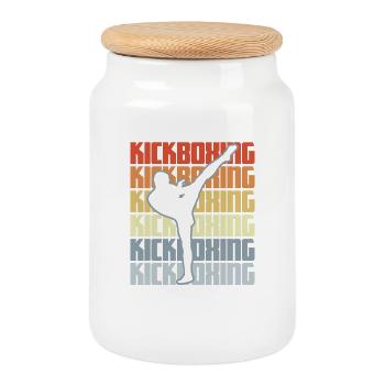 Vintage Kickboxing - Cookie Jar with Wooden Lid - white - Front