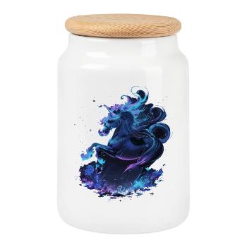 Licorne mystique minuit - Boîte à biscuits avec couvercle en bois - blanc - Devant