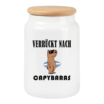 Capybara Wasserschwein Capybaras - Keksdose mit Holzdeckel - Weiß - Vorne