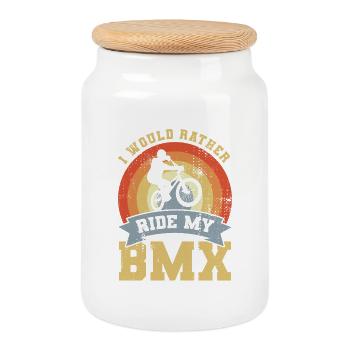 BMX Motivation - Keksdose mit Holzdeckel - Weiß - Vorne