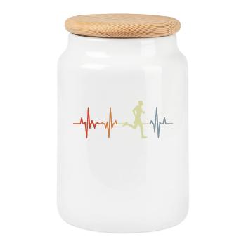 Runner Heart Palpitations Vintage - Cookie Jar with Wooden Lid - white - Front