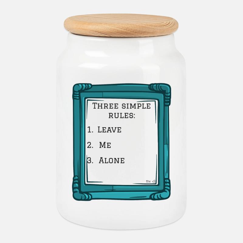 Three simple rules - Cookie Jar with Wooden Lid - white