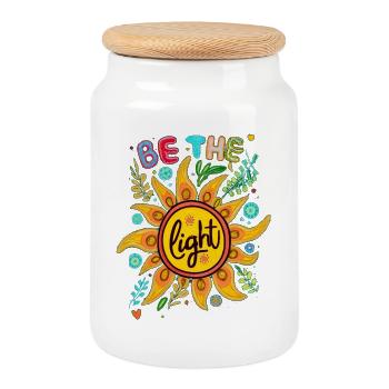 Soyez la lumière - Boîte à biscuits avec couvercle en bois - blanc - Devant