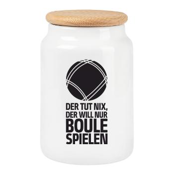 Der tut nix der will nur Boule spielen Petanque - Keksdose mit Holzdeckel - Weiß - Vorne