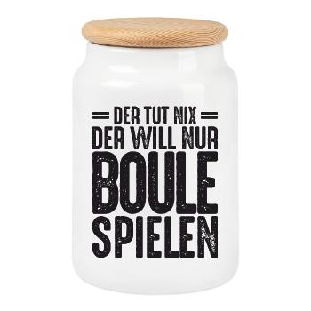 Der tut nix der will nur Boule spielen Petanque - Keksdose mit Holzdeckel - Weiß - Vorne