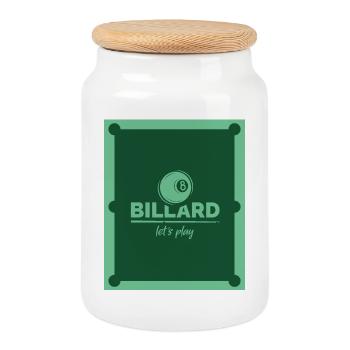 Billards Symbole de table de billard 8-ball Graphic Club - Boîte à biscuits avec couvercle en bois - blanc - Devant