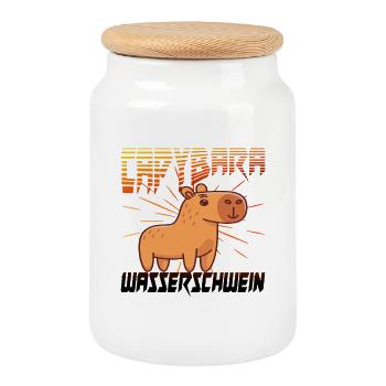 Capybara Wasserschwein - Keksdose mit Holzdeckel - Weiß - Vorne
