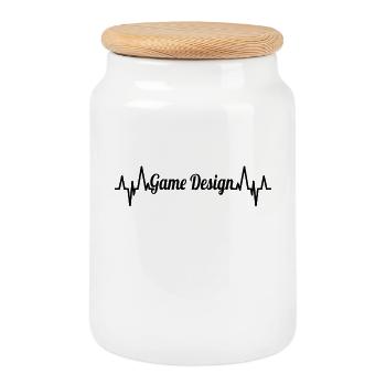 Game Design ECG - Cookie Jar with Wooden Lid - white - Front