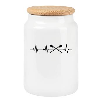 Rudder Heart Line - Cookie Jar with Wooden Lid - white - Front