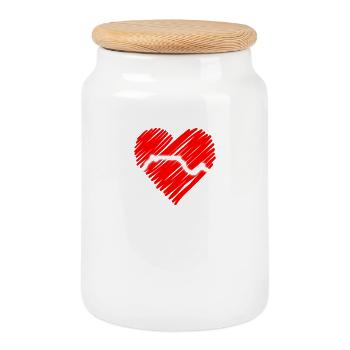 Cape Town Skyline Heartbeat South Africa Table Mountain - Cookie Jar with Wooden Lid - white - Front