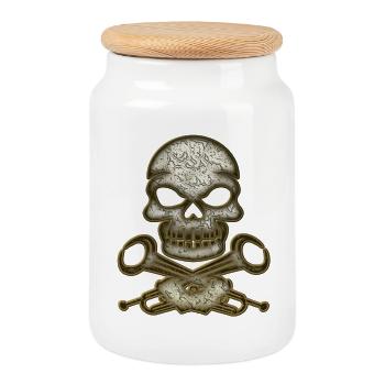 Skull Skull - Cookie Jar with Wooden Lid - white - Front