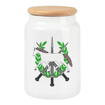 Laurel Wreath Knight Swords Hero Horse Hero - Cookie Jar with Wooden Lid - white - Front