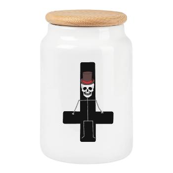 Fantasy Halloween Dark Kreuz Skelett Horror Tod - Keksdose mit Holzdeckel - Weiß - Vorne