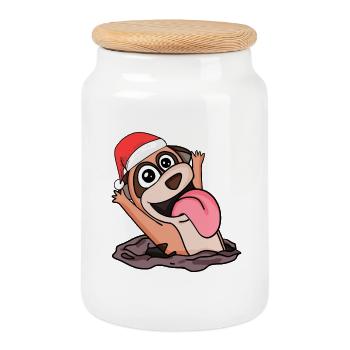 Erdmännchen Weihnachten - Keksdose mit Holzdeckel - Weiß - Vorne