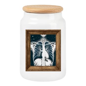 Medical Art Thoracic Painting Radiology - Cookie Jar with Wooden Lid - white - Front
