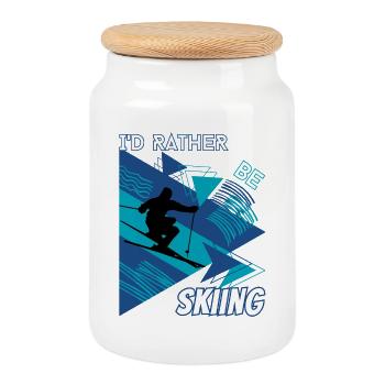 I'd Rather Ski - Ski Wintersportler Skifahrer - Keksdose mit Holzdeckel - Weiß - Vorne