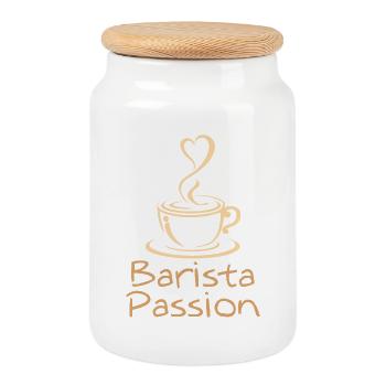Barista Passion Coffee Gift Coffee Lover - Cookie Jar with Wooden Lid - white - Front