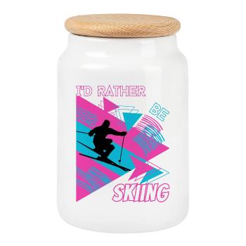 I'd Rather Ski - Ski Wintersportler Skifahrer - Keksdose mit Holzdeckel - Weiß - Vorne