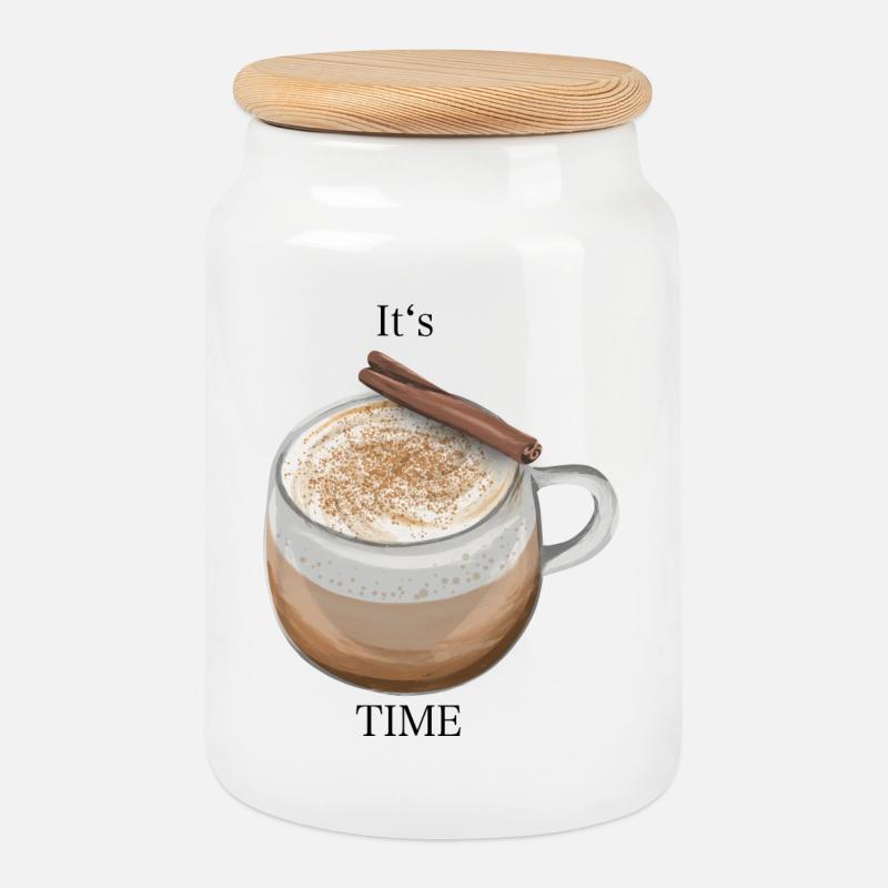 Pumkin Latte - Keksdose mit Holzdeckel - Weiß