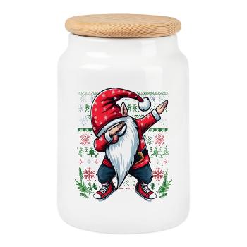 Dabbing St. Nicholas Ugly Christmas - Cookie Jar with Wooden Lid - white - Front
