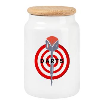 Darts Bullseye Focus - Boîte à biscuits avec couvercle en bois - blanc - Devant