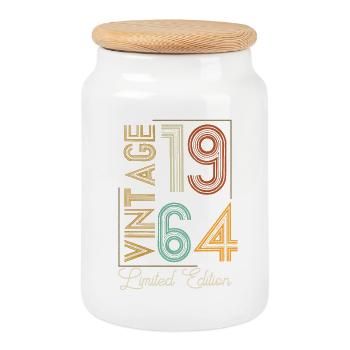 Vintage 1964 Limited Edition bis zur Perfektion gereift - Keksdose mit Holzdeckel - Weiß - Vorne