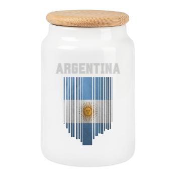 Flag of Argentina - Cookie Jar with Wooden Lid - white - Front
