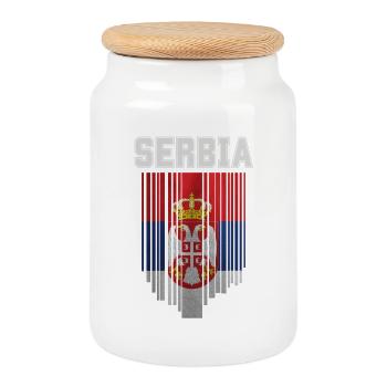 Drapeau de la Serbie, fierté serbe - Boîte à biscuits avec couvercle en bois - blanc - Devant