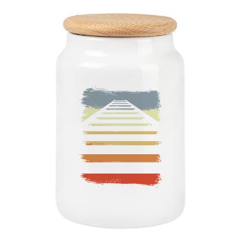 Railway tracks - Cookie Jar with Wooden Lid - white - Front