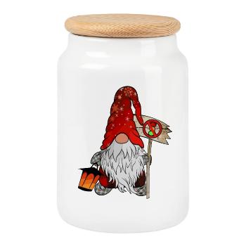 Anti feu tricolore Imp Noël Nain - Boîte à biscuits avec couvercle en bois - blanc - Devant