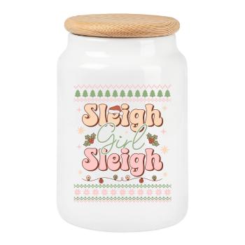 Pull de Noël moche - Boîte à biscuits avec couvercle en bois - blanc - Devant
