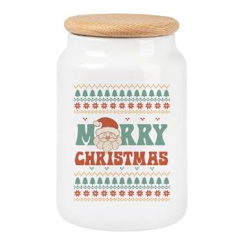 Pull de Noël moche - Boîte à biscuits avec couvercle en bois - blanc - Devant