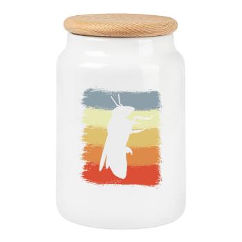 Abeille rétro - Boîte à biscuits avec couvercle en bois - blanc - Devant