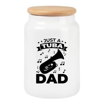Tuba dad - Cookie Jar with Wooden Lid - white - Front