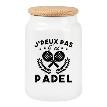 Ich kann nicht Padel-Padel-Spieler Padelist haben - Keksdose mit Holzdeckel - Weiß - Vorne