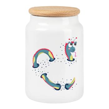 Cute dragon, sea monster for kids - Cookie Jar with Wooden Lid - white - Front