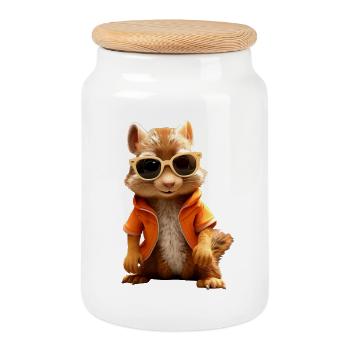 Lunettes de soleil écureuil J'adore les écureuils - Boîte à biscuits avec couvercle en bois - blanc - Devant