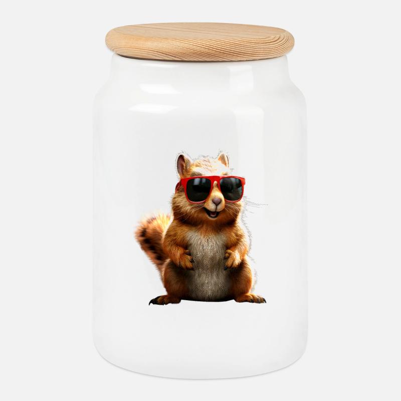 Eichhörnchen Sonnenbrille Ich Liebe Eichhörnchen - Keksdose mit Holzdeckel - Weiß