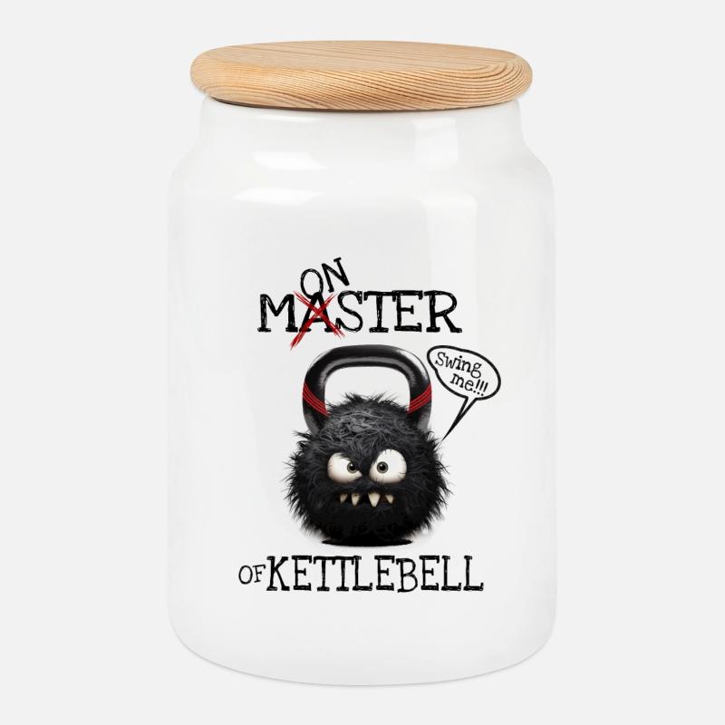 Maître du kettlebell ou monstre du kettlebell ? - Boîte à biscuits avec couvercle en bois - blanc