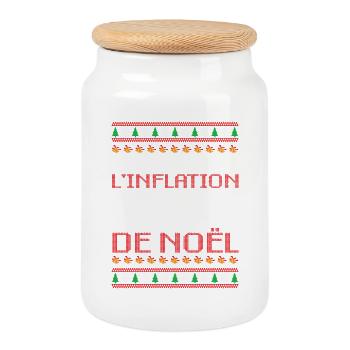 Pull Moche De Noël Humour Cadeau Famille Inflation - Boîte à biscuits avec couvercle en bois - blanc - Devant