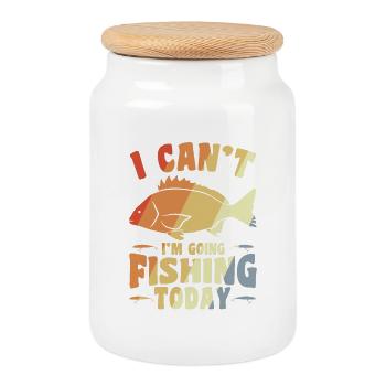 Angler Joke - Cookie Jar with Wooden Lid - white - Front