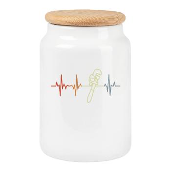 Pipe Wrench Heart Palpitations - Cookie Jar with Wooden Lid - white - Front