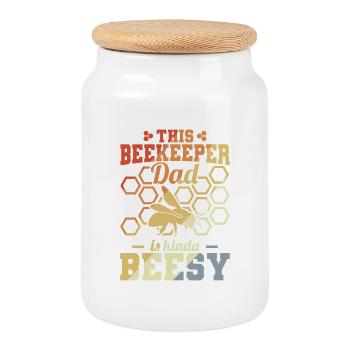 Drôle de père apiculteur - Boîte à biscuits avec couvercle en bois - blanc - Devant