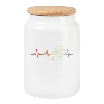 Gadget de cuisine Pulse - Boîte à biscuits avec couvercle en bois - blanc - Devant
