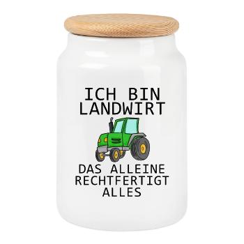 Landwirt Geschenk - Keksdose mit Holzdeckel - Weiß - Vorne