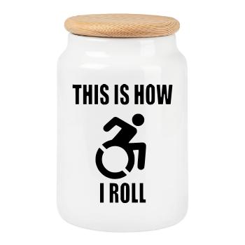 Voici comment je roule mon fauteuil roulant * - Boîte à biscuits avec couvercle en bois - blanc - Devant