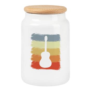 Croquis de guitare look vintage - Boîte à biscuits avec couvercle en bois - blanc - Devant