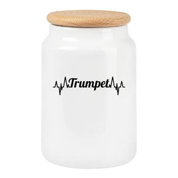 Trumpet ECG Heartline - Cookie Jar with Wooden Lid - white - Front