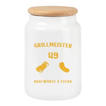 49 Geburtstag Grill Griller Grillen Spruch - Keksdose mit Holzdeckel - Weiß - Vorne