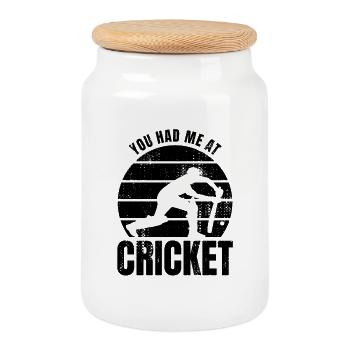 Tu m’as eu au cricket - Boîte à biscuits avec couvercle en bois - blanc - Devant